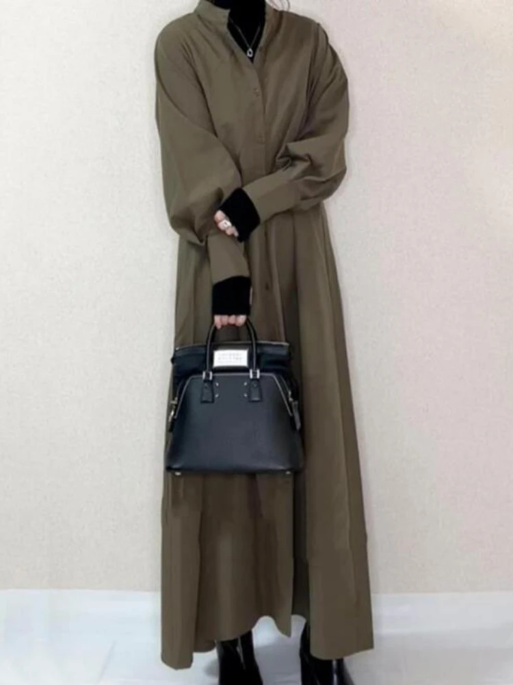 

Женское однотонное платье-кардиган, повседневное длинное однобортное платье с длинным рукавом, одежда для весны и лета, 2023