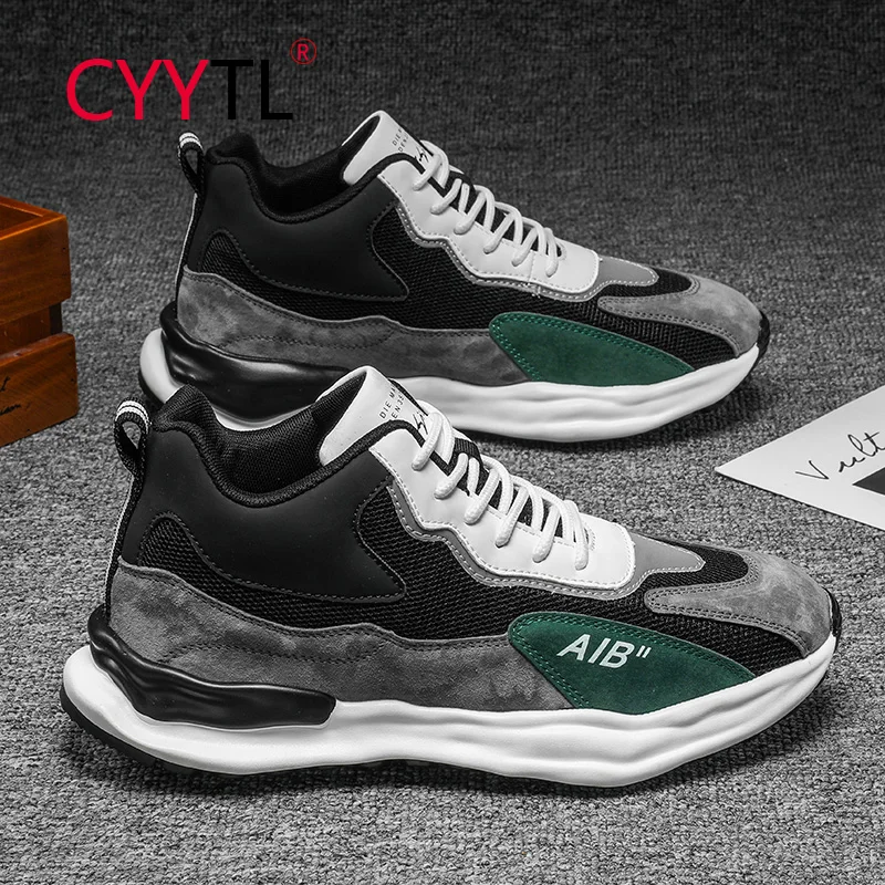 

CYYTL Men's Mid Top Sneakers Sports Fashion Street Cool Running Casual Shoes Lace-up Skateboard Walking Tennis Chaussure Homme
