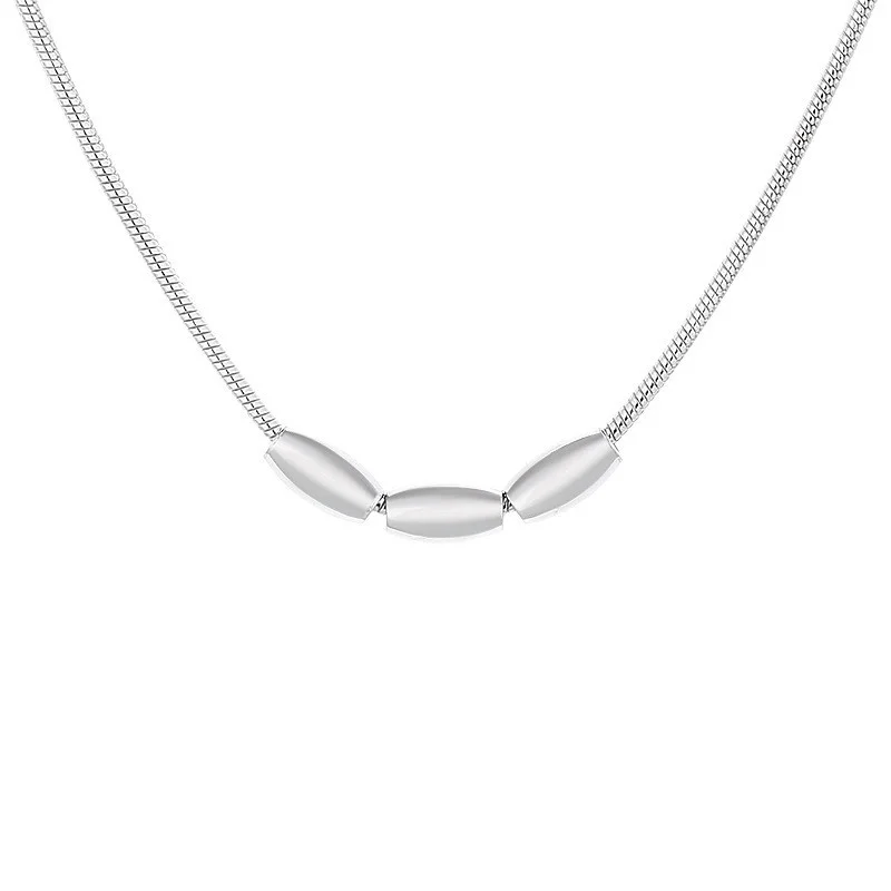 

485LM ZFSILVER Fashion Trendy Retro Snake Chain Simple Silver 925 Rice Olive Necklace For Women Charms Jewelry Accessories Gifts