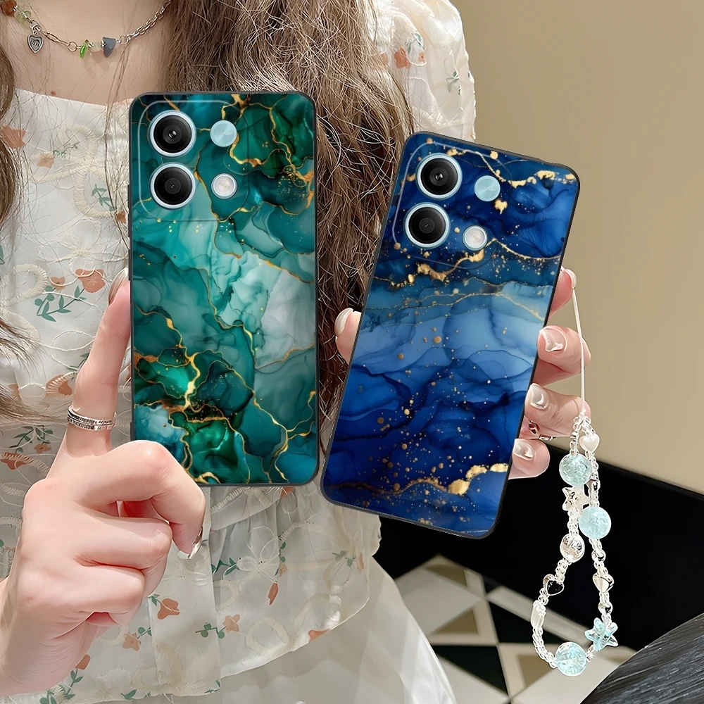 Luxury Golden Stone Mobile Cell Phone Case for Xiaomi POCO M6 M5 M4 M3 X6 X5 X4 X3 F6 F5 F4 F3 F2 C40 Pro GT 5G Black Cover