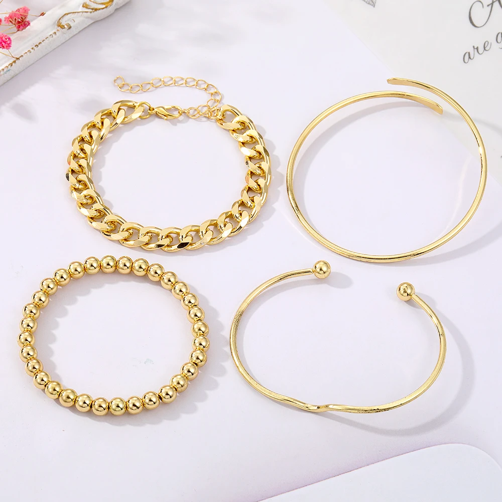 Набор панк-браслетов IPARAM для женщин браслет из бисера золотого цвета кубинская