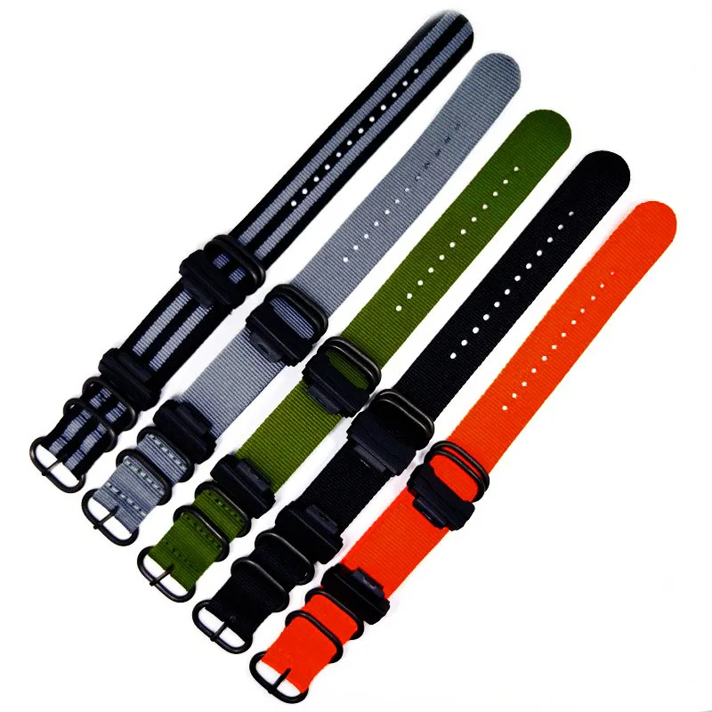 

NATO Nylon Watch Strap for Casio G-shock Adapter Rubber Connector GSHOCK Nylon Canvas Strap GA100 GA400 DW5600 M5610 16mm band
