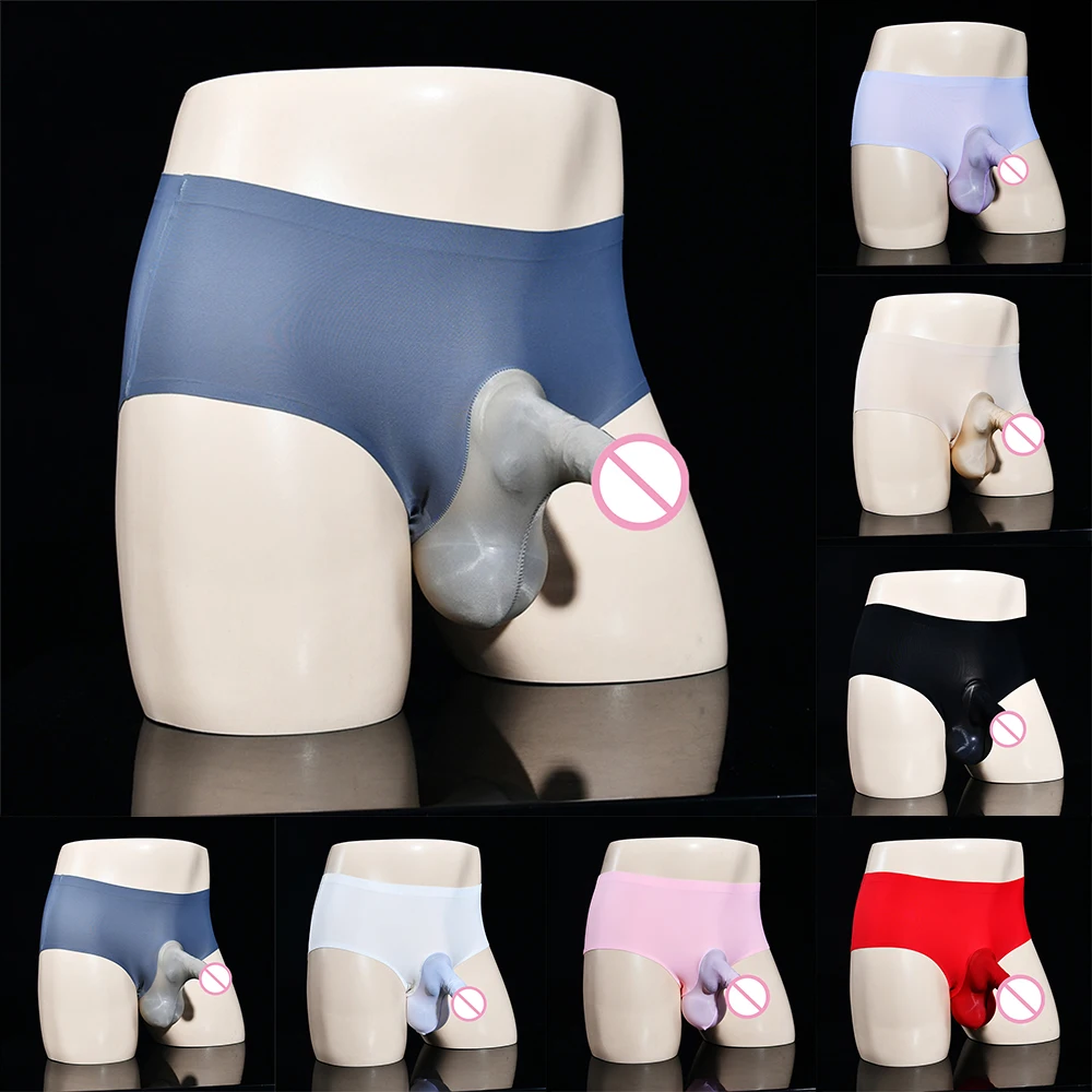 

Sexy Lingerie Mens Nylon Seamless Sissy Pouch Open/ Close Sheath Panties Lace Low Rise Shorts U Convex Pouch Briefs Underwear