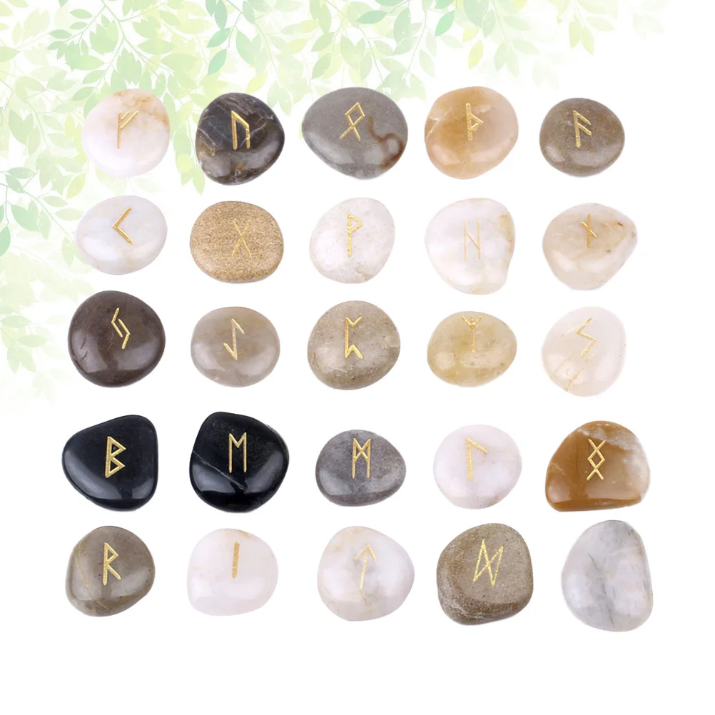 

Stones Rune Gemstones Tumbleddiy Chakra Vase Crushedreiki Engraved Natural Divination Crystal Runes Hematite Set Stone Fillers