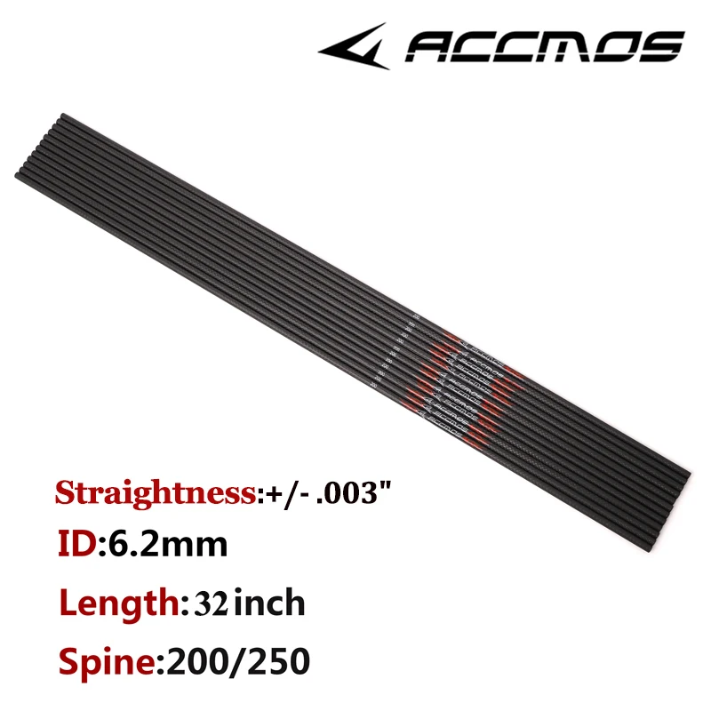 

6/12pcs 100% 3K Pure Carbon Arrow Shaft ID 6.2mm Spine 200 250 For Archery DIY Hunting Shooting