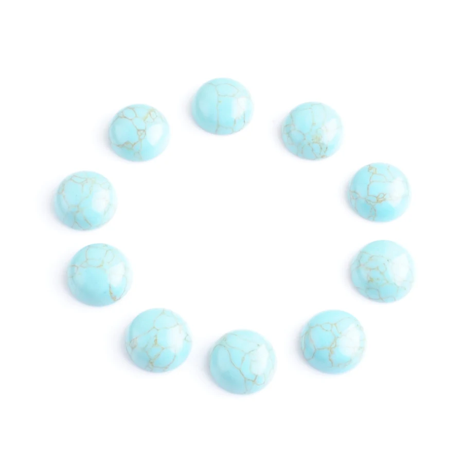 

Natural Gemstone Turquoise Round Cabochon CAB Loose Beads No Drill Hole 16mm Jewelry Making DIY Fittings 20Pcs/Lot TU3477