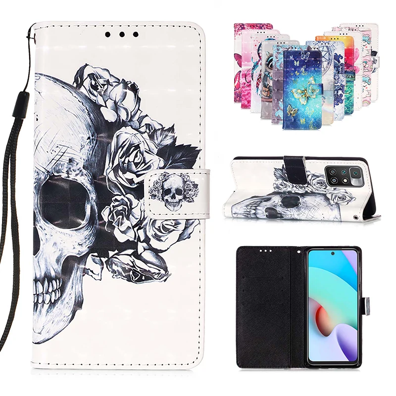 

Painted Wallet Flip Leather Case For XiaoMi Mi 11 11i 11T 10 10S 9T A2 Lite Max 3 Mix 2S Poco Phone F1 F3 M3 X3 Pro Luxury Cover