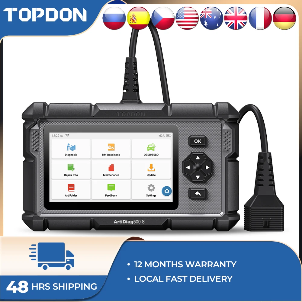 Автомобильный диагностический сканер Topdon ArtiDiag500S OBD2, диагностический инструмент, все системы, ABS подушка безопасности DPF Сброс масла, автомобильный диагностический инструмент