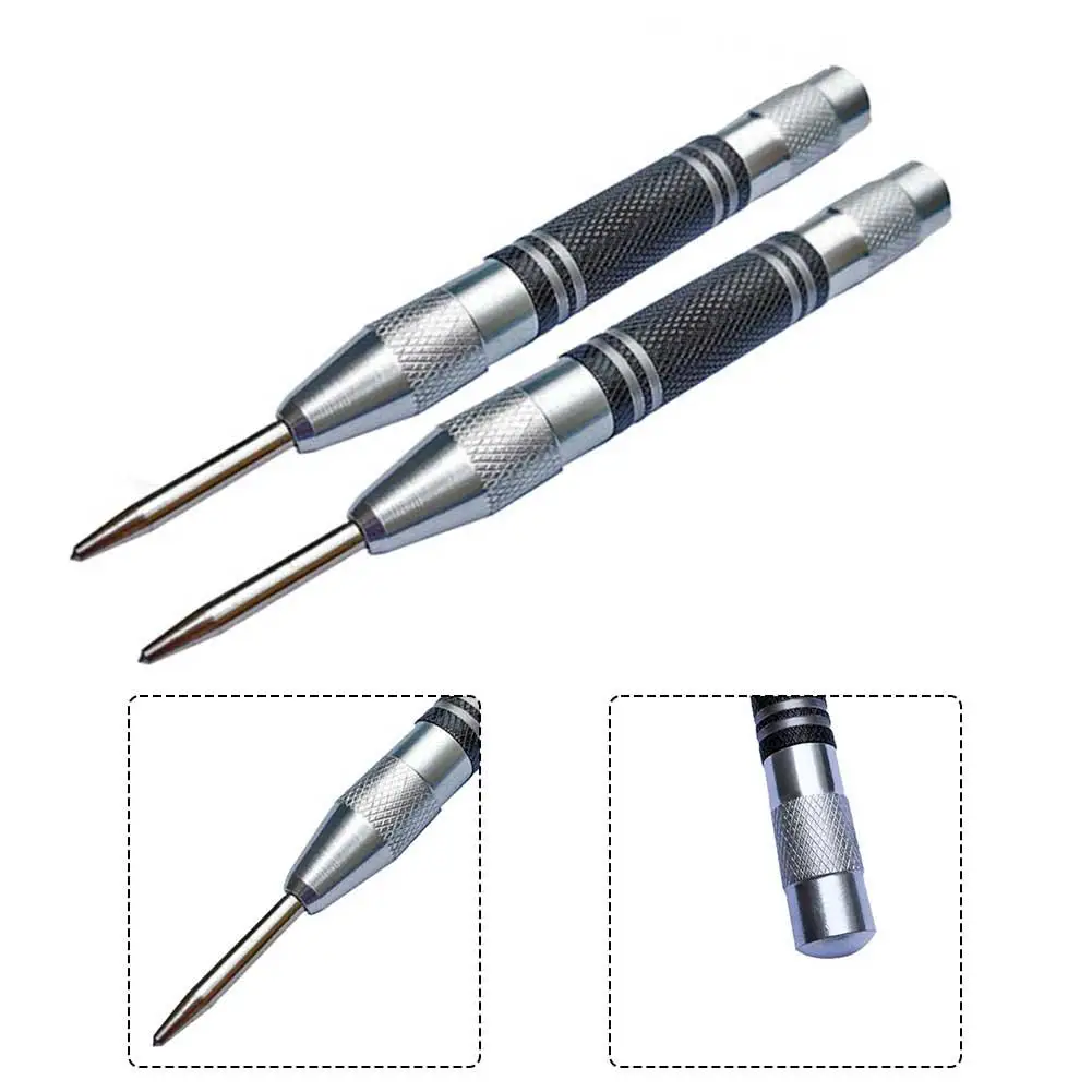

2pcs Automatic Center Punch High Carbon Steel Center Punch Locator Spring Loaded Adjustable Drilling Marking Tool For Metal Wood