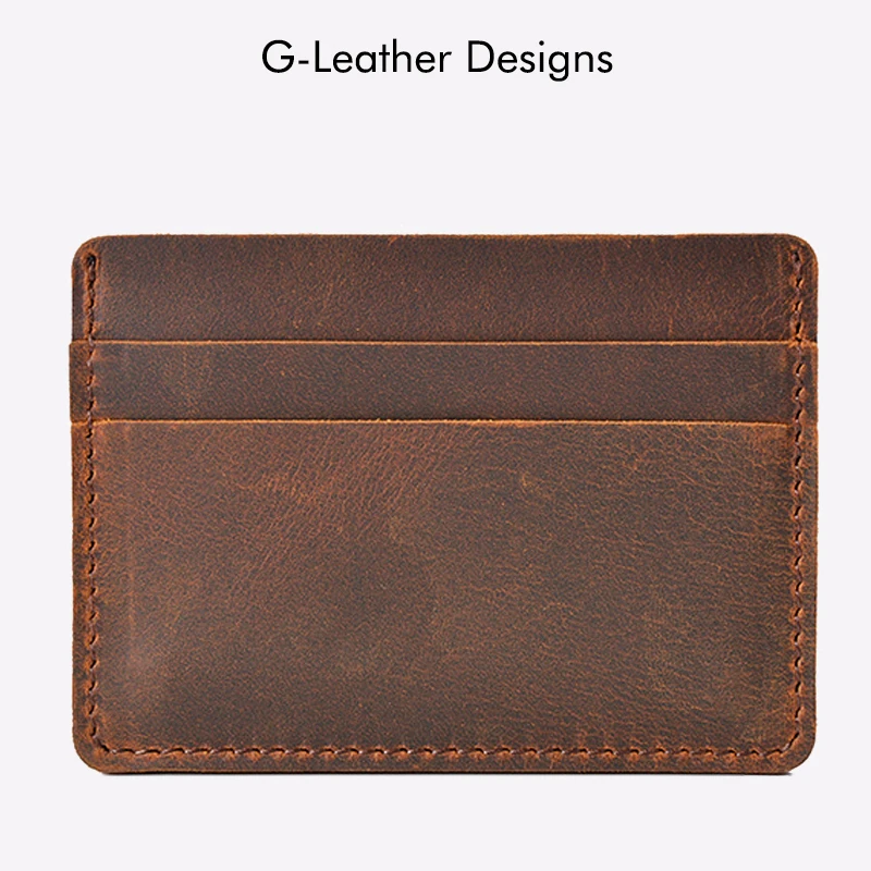 Genuine Leather Men Card Holders Cases Vintage Crazy Horse Leather Business Credit Card Wallet