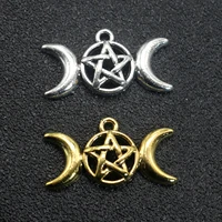 10 tibet silver pentagram pentacle moon charms pendant 16x30mm pagan wiccan