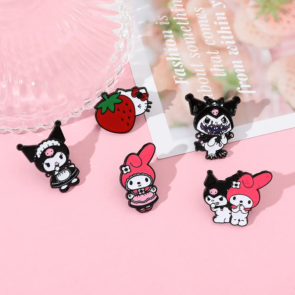 

Sanrio Cute Enamel Pin for Backpack Cartoon Hello Kitty Brooch for Women Kawaii Kuromi My Melody Anime Metal Badges Jewelry Gift