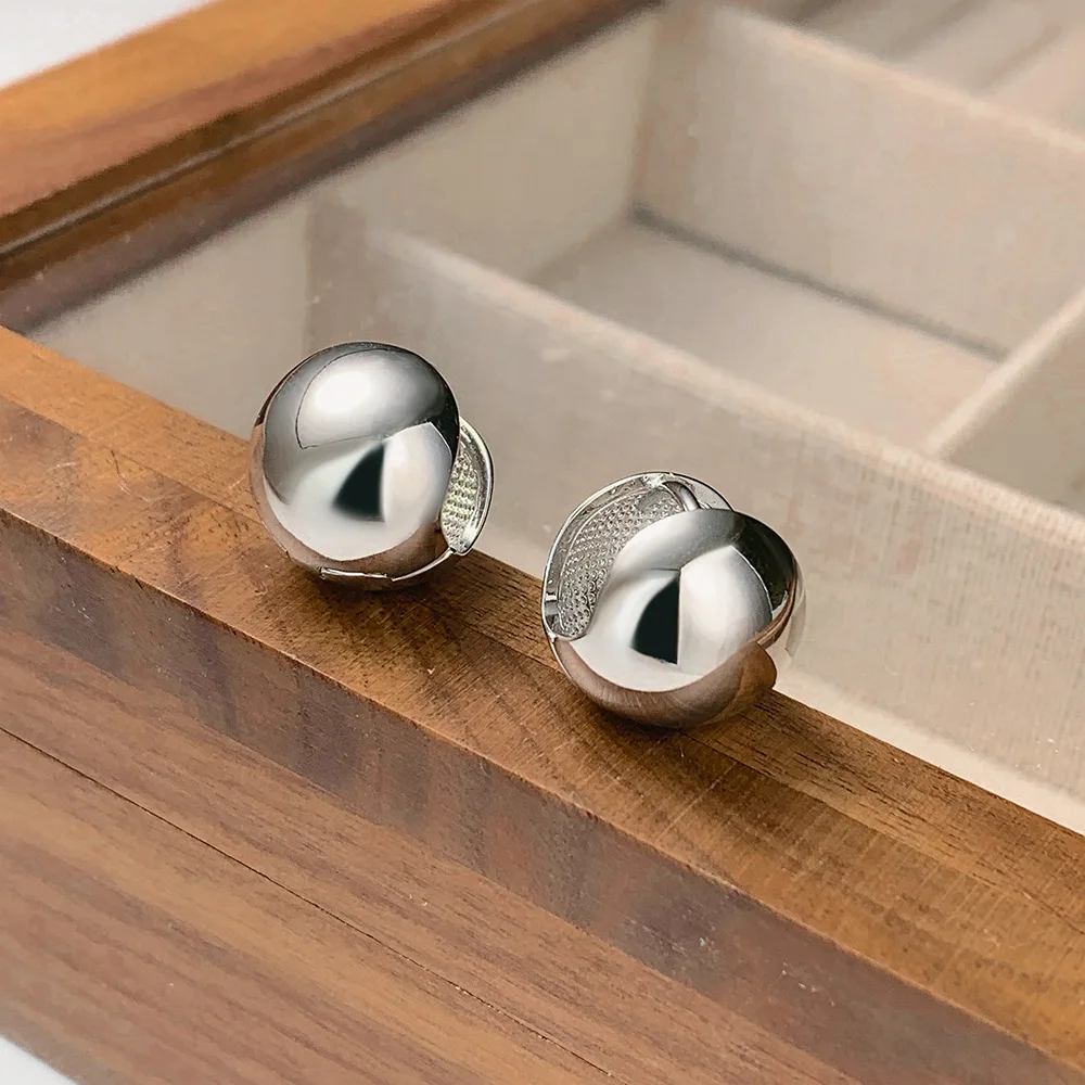 round Ball Glossy Ear Clip Simple Ins Earrings