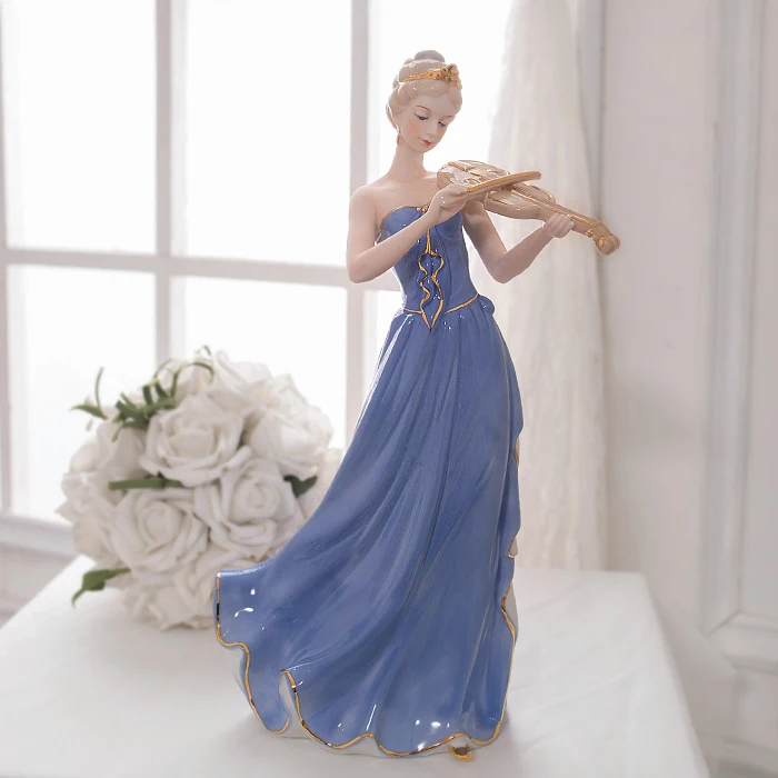 Фарфоровая скрипка фигурка девушки керамические диадемы миниатюрный орнамент