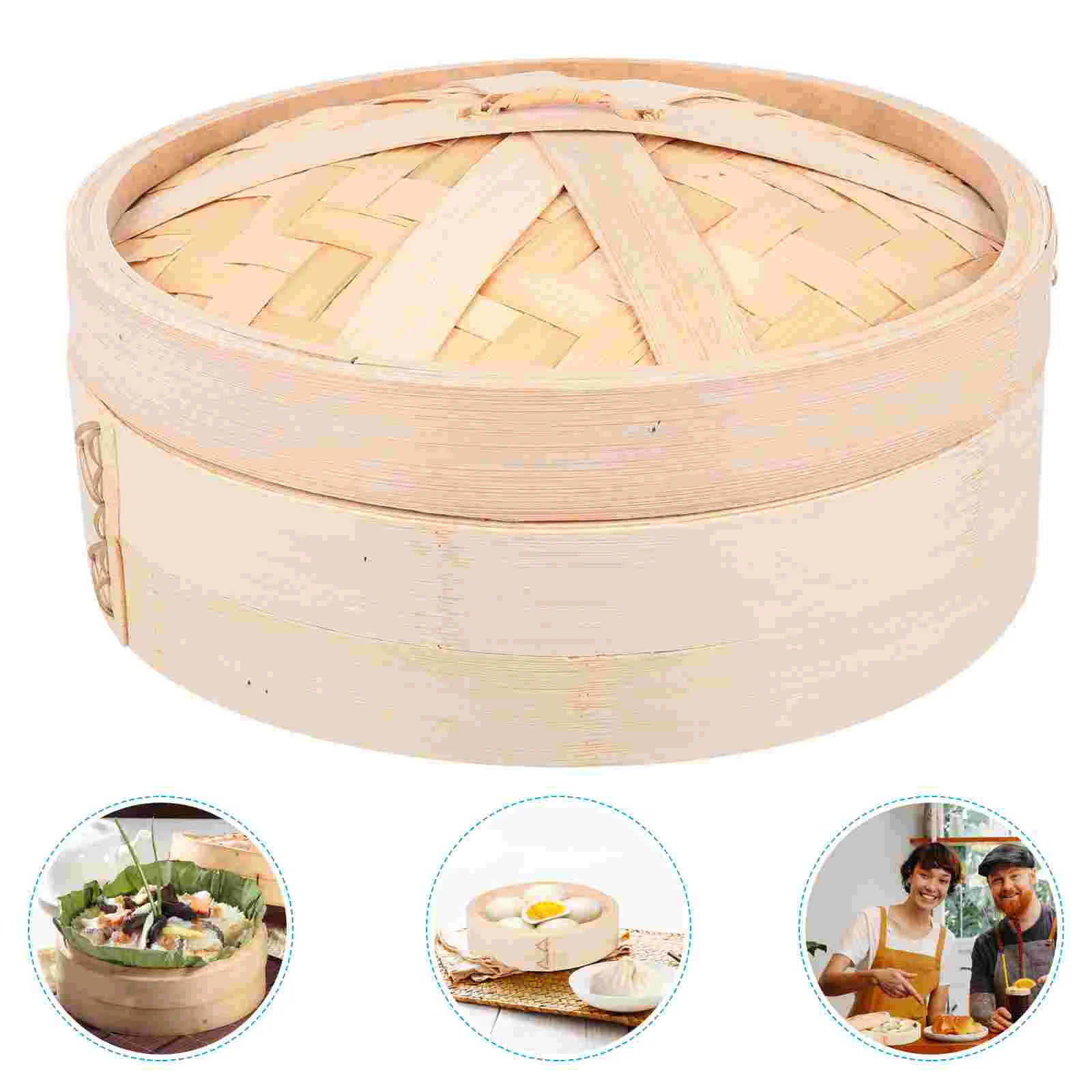 

1 Set Bamboo Steamer Basket Dim Sum Dumpling Food Steamer with Lid Cookware