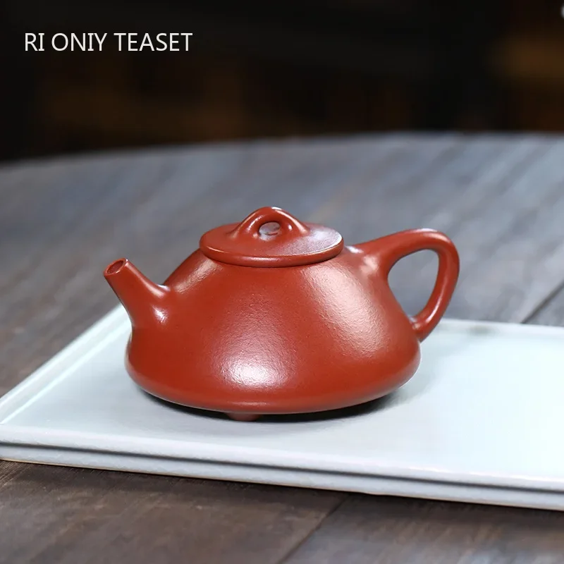 

120ml Chinese Yixing Purple Clay Teapots Famous Handmade Stone Scoop Tea Pot Raw Ore Dahongpao Mud Kettle High-end Zisha Tea Set