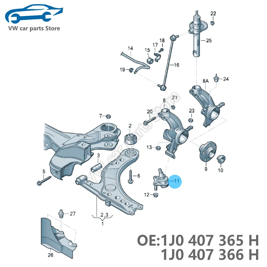 2 шт. 1J 0407365 H 0407366 шаровая головка рычага управления подвеской для VW Jetta BORA GOLF MK4 Beetle