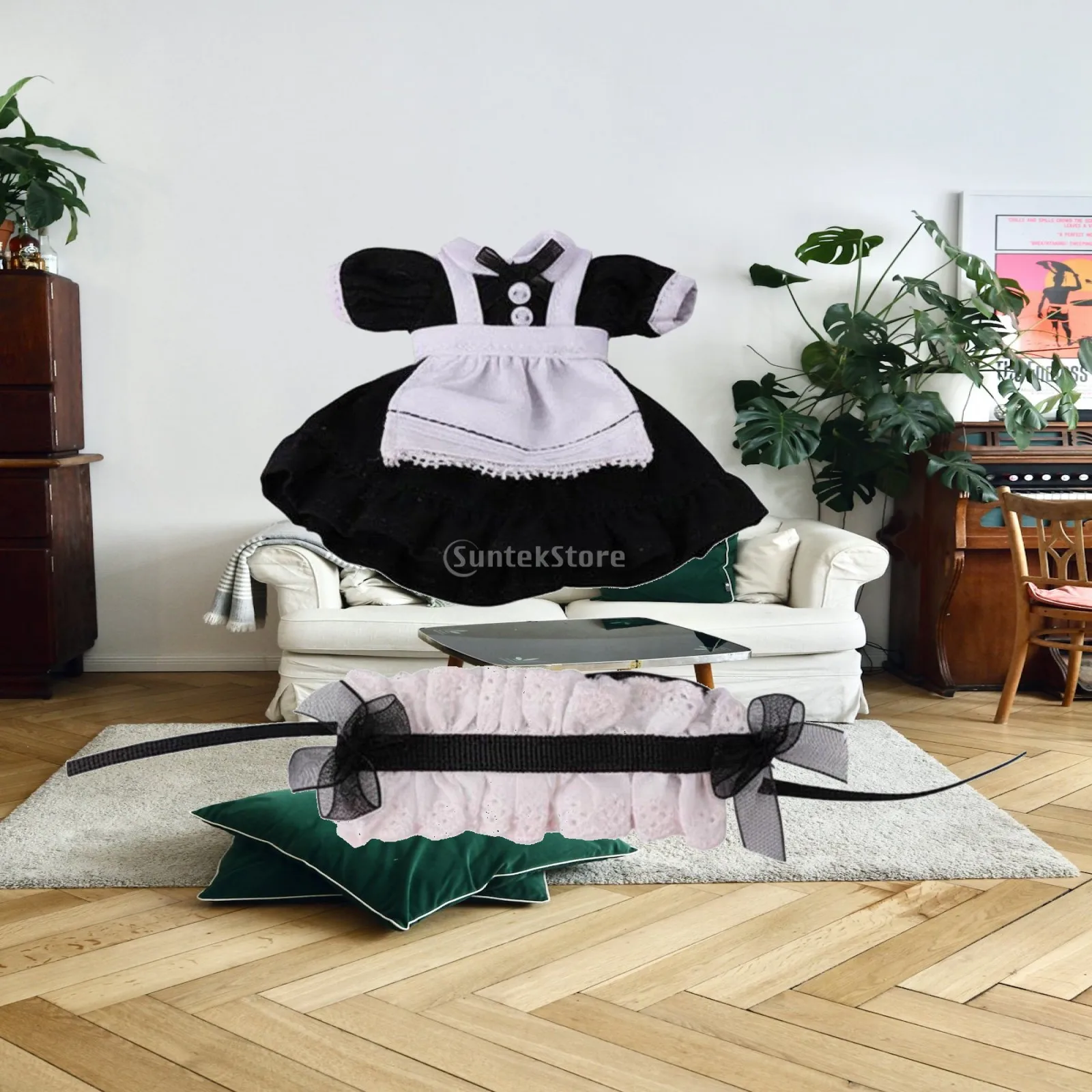 Фото Платье для куклы BJD с пышными рукавами, костюм горничной для шарнирных кукол OB11 1/12, одежда для коллекционеров №1