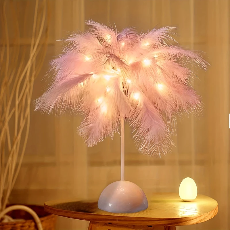 

Creative Home Decoration Atmosphere Sense Bedside Lamp Night Lamp Feather Lamp Birthday Gift