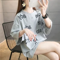 2022 new summer large size short sleeve cotton t shirt female slim half sleeve belly covered student t shirt