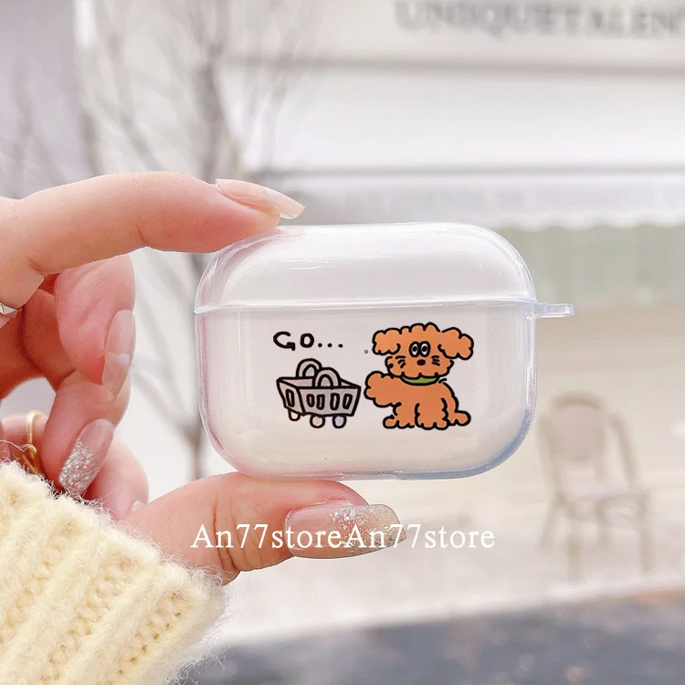 Ins Line Dog Cute Korean Soft Earphone Cover For Apple Airpods 1 2 3 Case For Air Pods Pro Wireless Headphone Accessories Funda