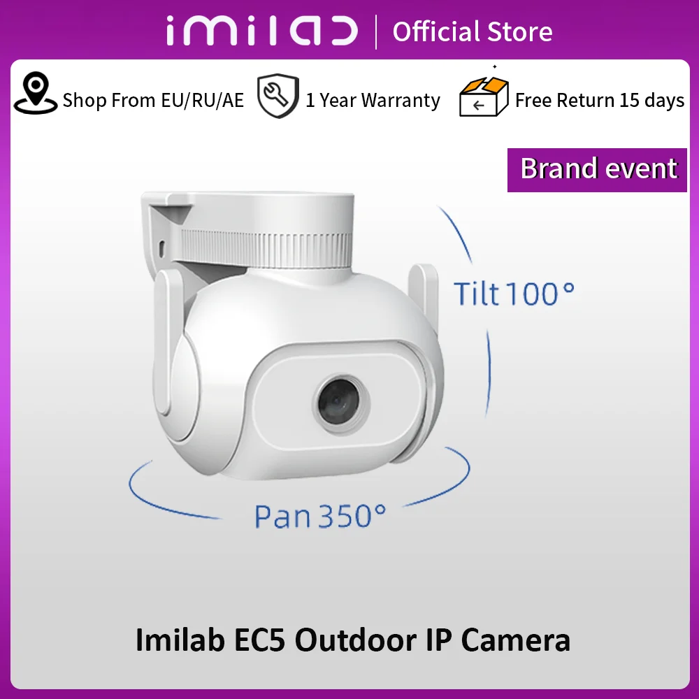 IMILAB - EC5 Floodlight Camera, Outdoor Security Surveillance, Color Night Vision,360° Human Tracking, Mihome App, 2K