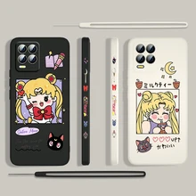 Anime Sailor Moon Cute For OPPO Realme 50i 50A 9i 8 Pro Find X3 Lite GT Master A9 2020 Liquid Left Rope Phone Case Capa Cover