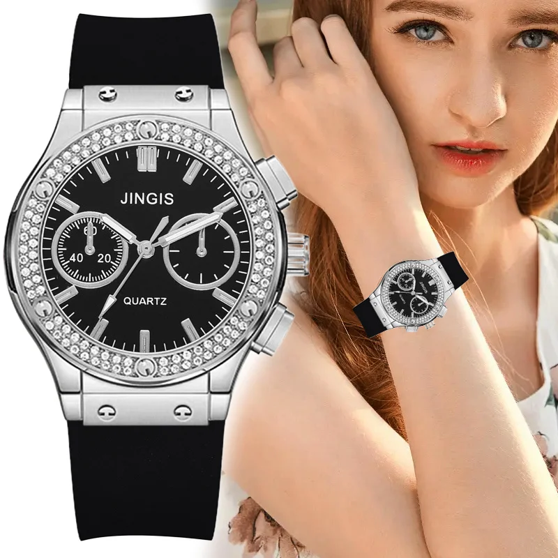 

Fashion 2022 Rubber Women Watches Luxurious Brand Casual Diamond Female Quartz Wristwatches Simple Sport Clock Relogio Feminino