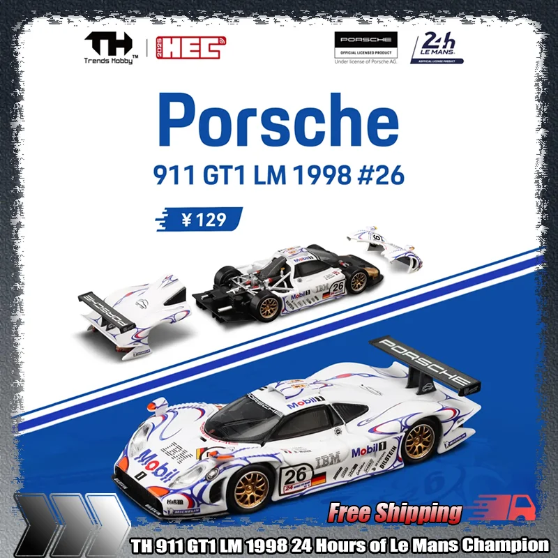Фото Th 1:64 911 GT1 Lm 1998 24-H Le Mans Champion Car 2025 Ханчжоу Выставка Ограниченная серия Имитация сплава Миниатюрная модель игрушки №1