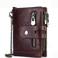 free engraving 100 genuine leather men wallet coin purse small mini card holder chain portfolio portomonee male walet pocket