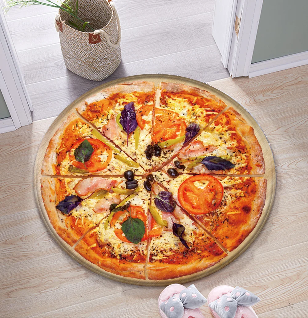 

Pizza Egg Pattern Blanket Carpet Machine Washable Home Decor Bedroom Living Room Carpet Fashionable 3D Printed Non-slip Carpet