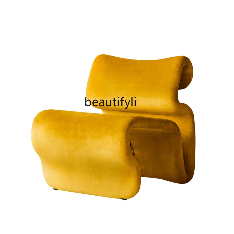 

zqNordic Modern Creative Curved Ribbon Leisure Chair Living Room Study Balcony Lazy Recliner