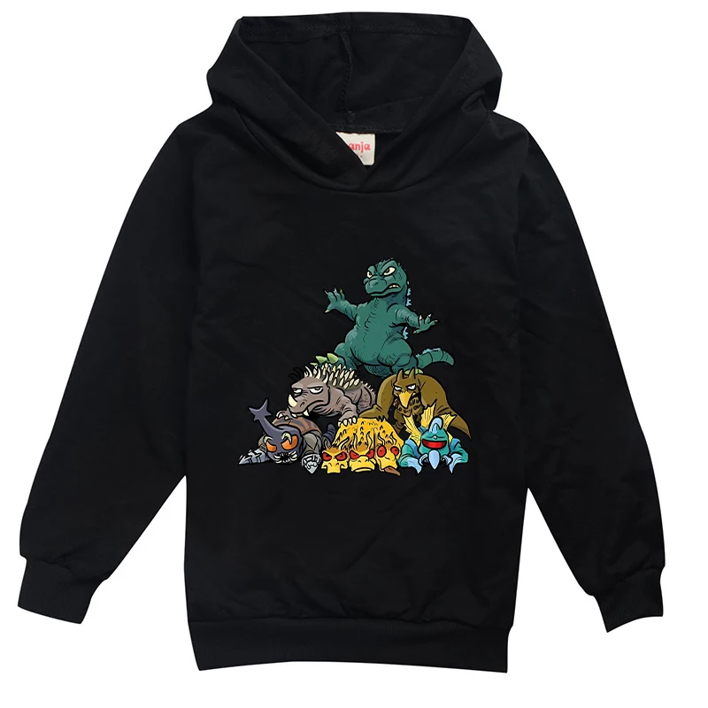 Детская тонкая толстовка с капюшоном Godzilla Kong пуловер для мальчиков мультяшным