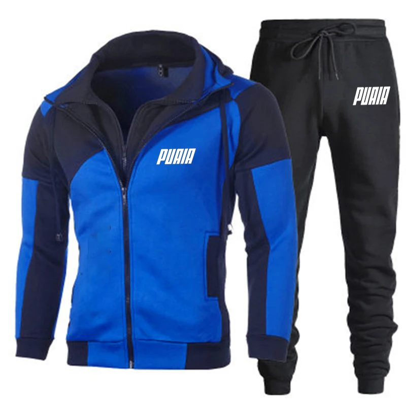 2023 New Men's Zipper Hoodie Solid One Piece Men's Autumn and Winter Hoodie Fashion Casual Sports Two Piece Set