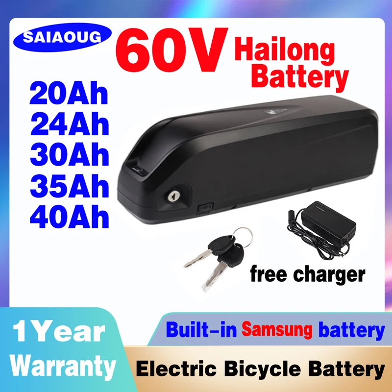 

Electric bicycle battery pack 60v 40ah Sea Dragon 18650 built-in brand Lithium Battery 52V 20Ah 48V 24Ah 36V 30H electric scoote