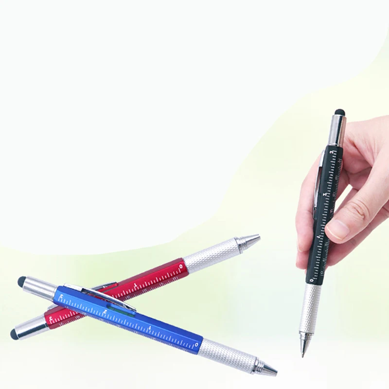 

1 Pcs 6 in 1 Multi Purpose Pen with Touch Screen Ruler Level Multi Head Screwdriver Random Color
