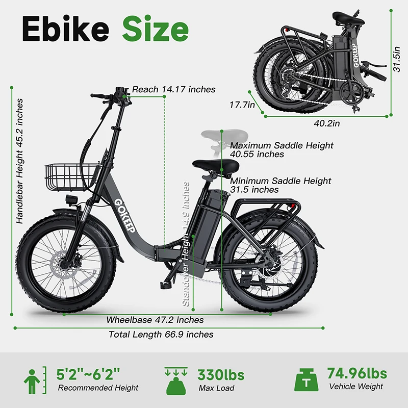 Фото L20 E-Bike 750 Вт двигатель 48V10AH складной горный электрический велосипед механический тормоз 20*3-дюймовая шина городской электрический велосипед для поездок на работу №5