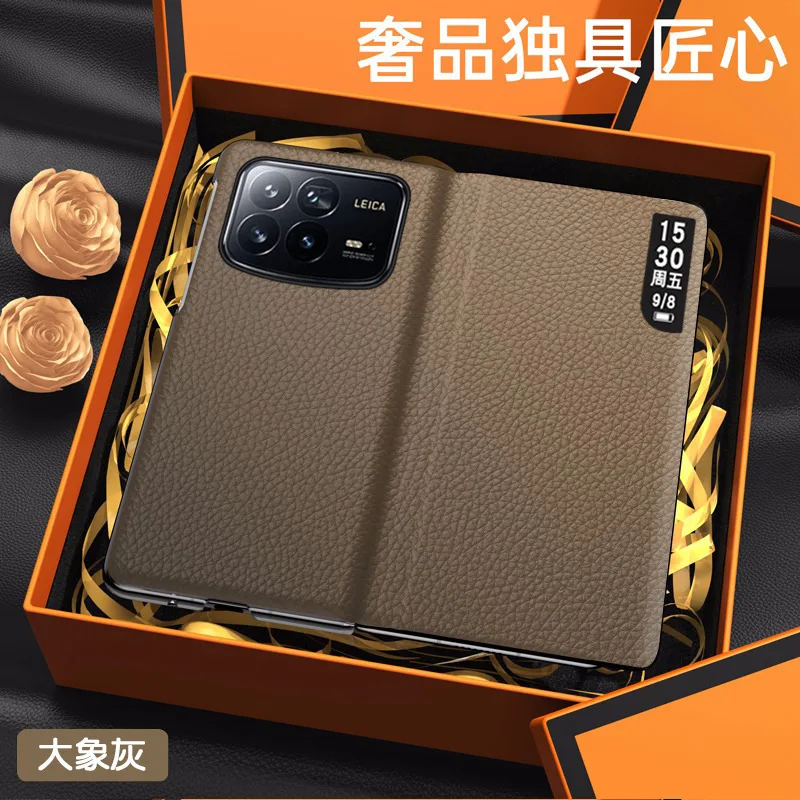 Роскошный защитный чехол Wobiloo из натуральной кожи с умным окном для Xiaomi Mi Mix Fold4 Fold