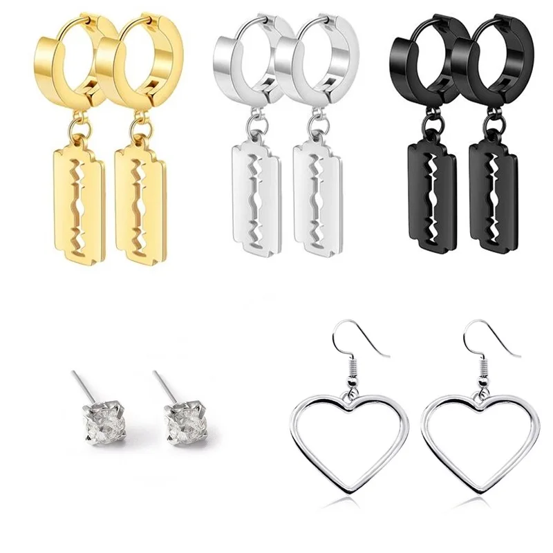 

Creative Trend Blade Pendant Stainless Steel Earrings For Women/Men Painless Ear Clip Ear Buckle Punk Gothic Hip-hop Ear Jewelry