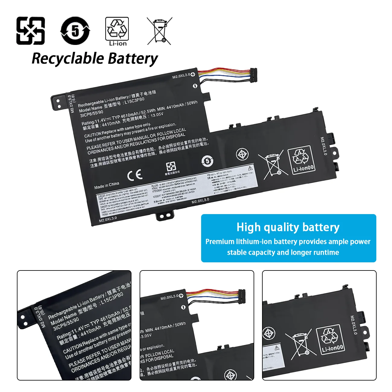 Сменный аккумулятор L15C3PB0 L15L3PB0 L15M3PB0 для ноутбука Lenovo 7000 7000-14 7000-14IKBR 15AST Аккумулятор