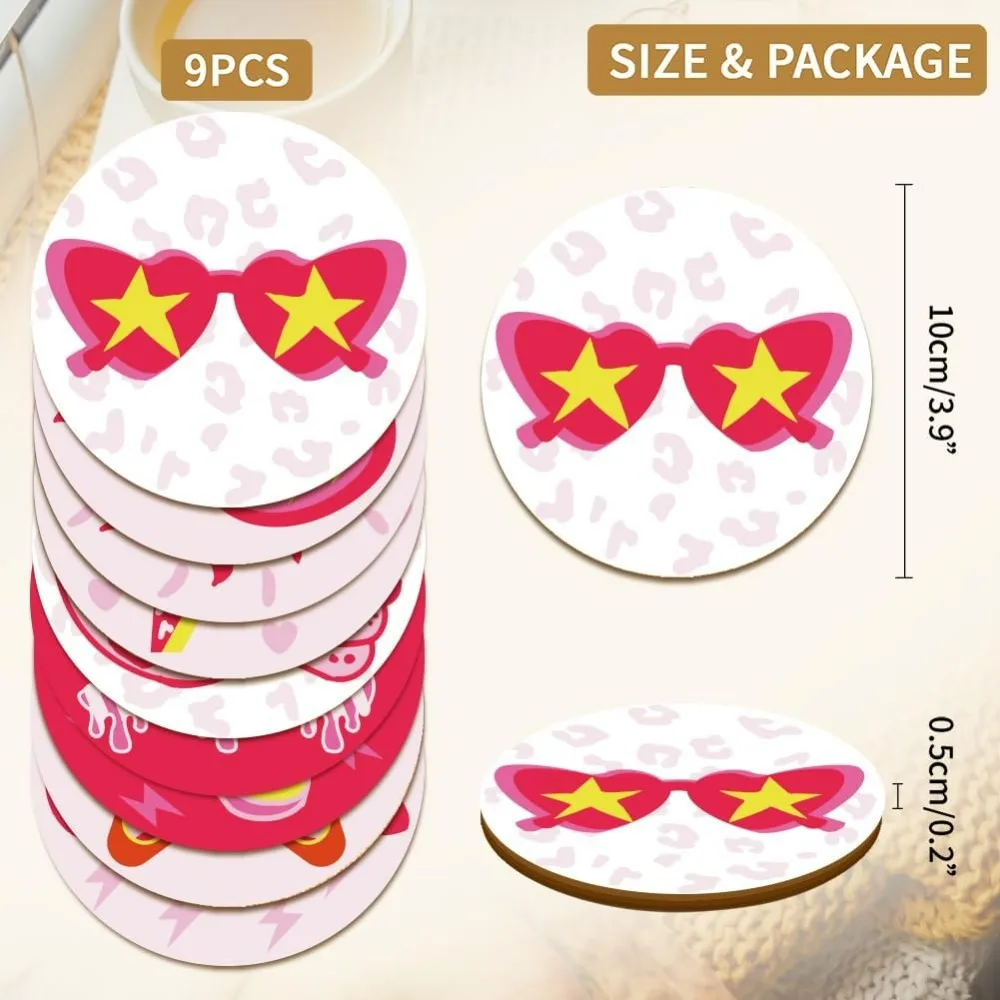 9 шт. подставки для напитков розовые Preepy шляпа солнцезащитный телефон звезда
