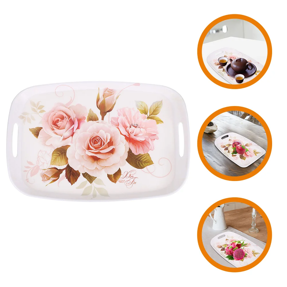 

Binaural Tray Rectangular Plate Melamine Food Table Bowl Storage European Style Serving Dessert Supply
