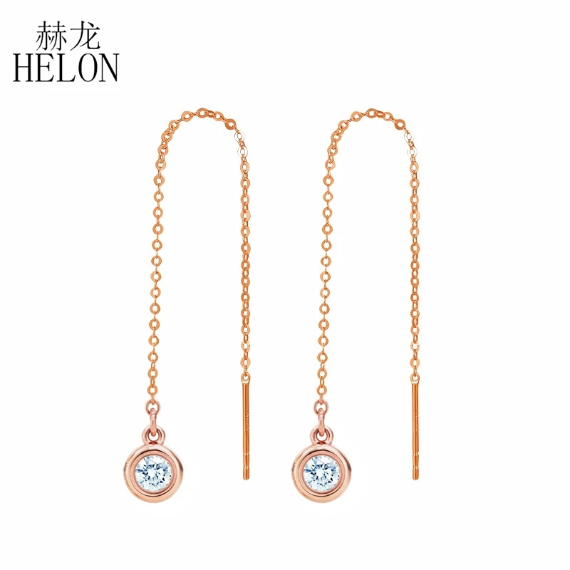 

HELON Solid 18K Rose Gold VVS/DEF Round 0.2ct Lab Grown Moissanites Diamond Earrings for Women Wedding Engagement Birthday
