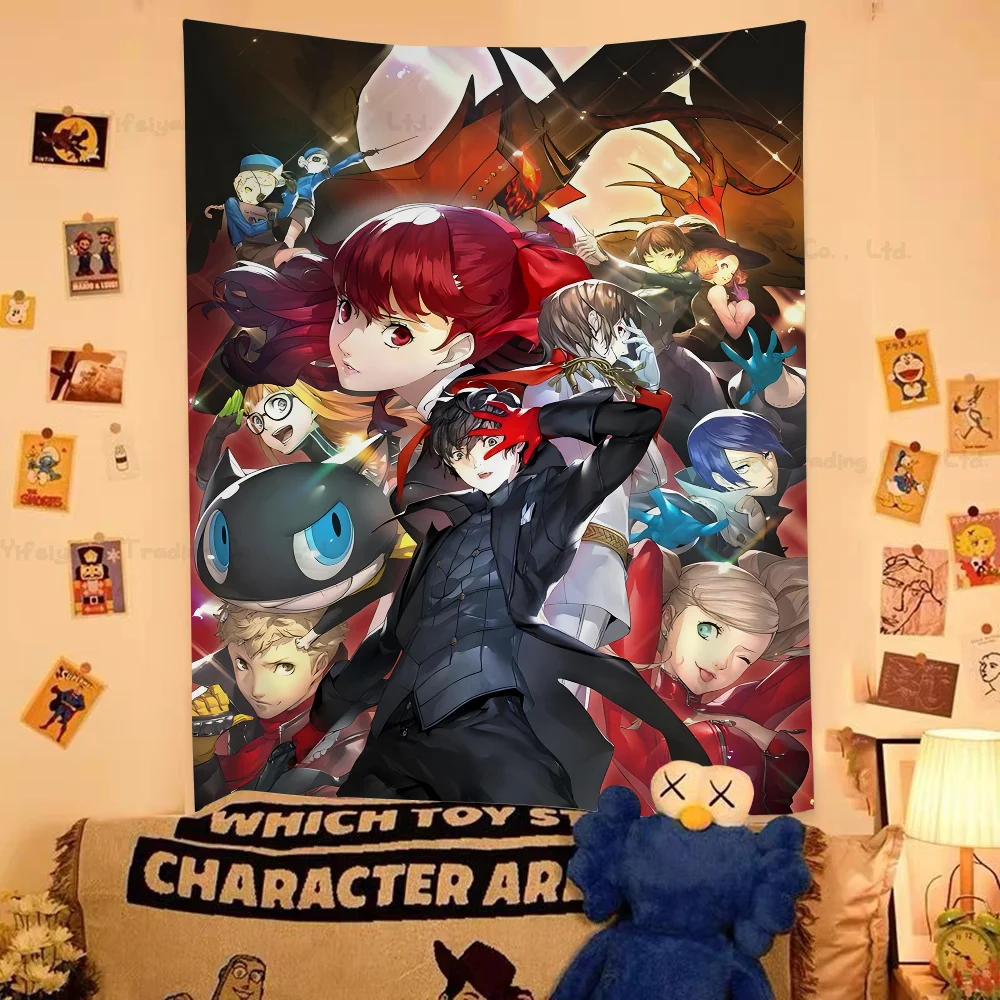 Большой настенный гобелен с принтом игры P-PersonaS-5 дешевый в стиле хиппи богемный