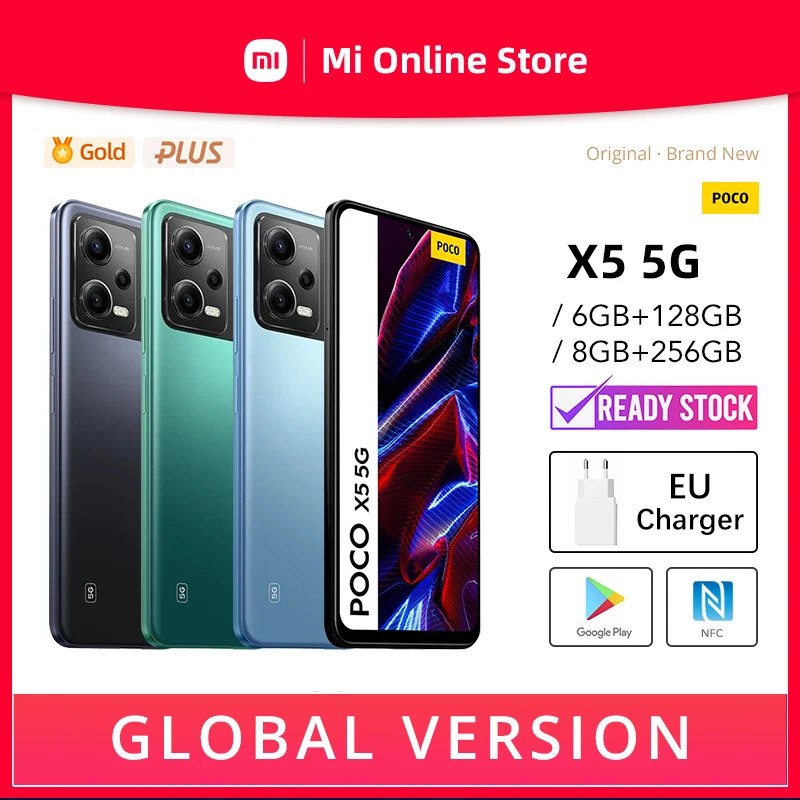 

Global Version POCO X5 5G 6GB 128GB 8GB 256GB Cellphone - Original Brand New Sealed NFC Smartphone EU Charger