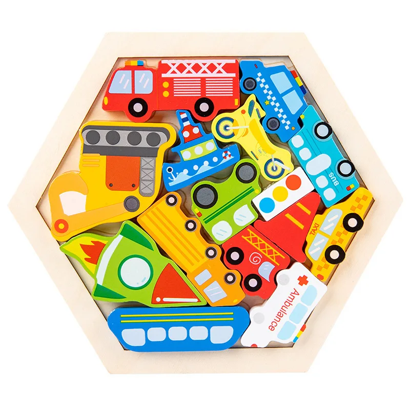 

Лидер продаж, шестиугольные деревянные головоломки геометрической формы IQ, настольная игра «сделай сам», игрушки Монтессори, 3D Развивающие игрушки для интеллекта