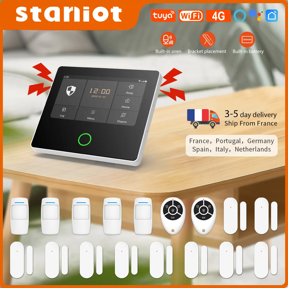 Wireless Security Protection Tuya Smart Home Alarm Sensors Built-in Siren Works With Alexa