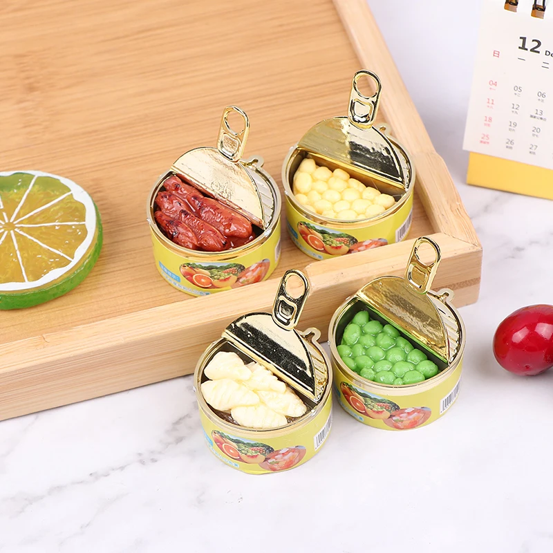 

1Pcs Doll House Kitchen Miniature Decor DollHouse Mini Resin Simulation Caviar Canned Fruit Canned Food Model Toy Accessories