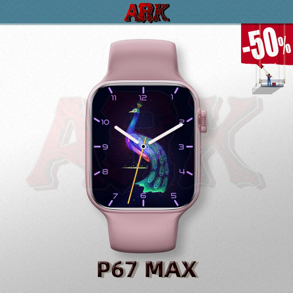 

Смарт-часы P67 Max мужские, умные часы с беспроводным зарядным устройством, NFC, пульсометром, для Xiaomi PK HD7 DT7 Plus, оригинал