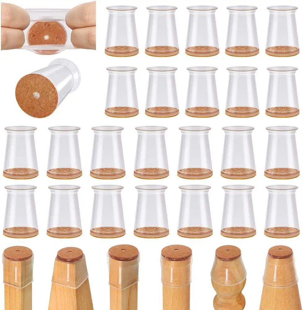 

24 шт. силиконовые защитные накладки на ножки стула с нескользящим войлоком, мебельные чашки для паркетных полов, защищают полы от царапин